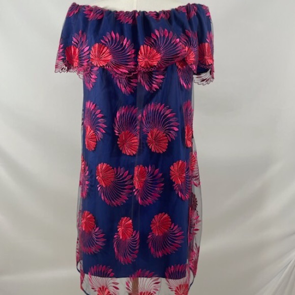 Trina Turk Dresses & Skirts - Trina Turk "Wisdom" Embroidered Off-The-Shoulder Dress - Pink Blue Size S